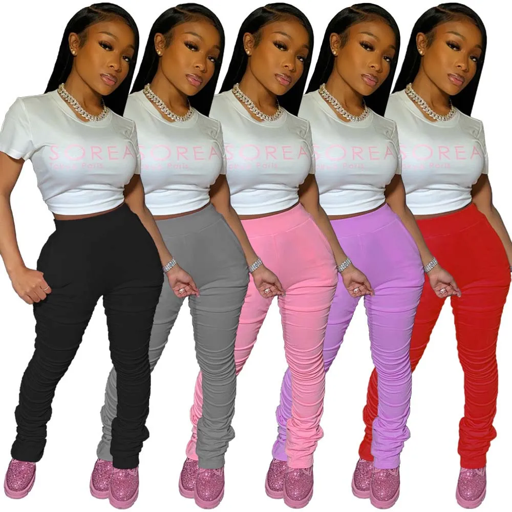 Xs-2xl Solid Color High Waist Ruched 