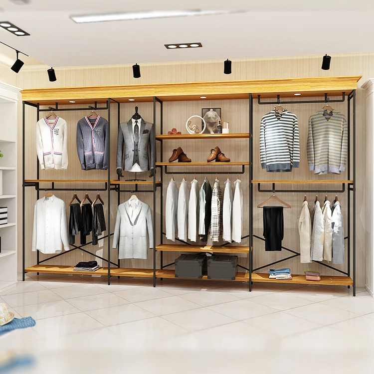 High End Boutique Display Shelf Rack for Clothes Metal Hanging Shirt Display Stand