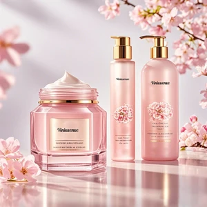 High Quality Hot Sale Cherry Blossom Petal Flower Scent Essence Skincare Travel Cherry Blossom Skincare Set