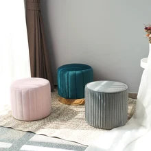 Customized Modern Low Stools New Design Ottoman Pouf Velvet Round Ottoman