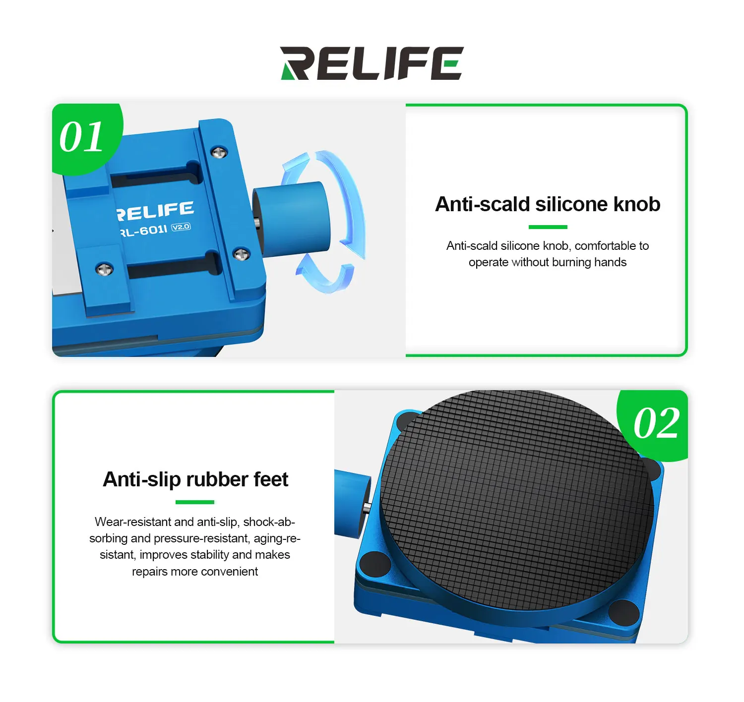 Hot Selling RELIFE RL-601I Mini Motherboard Chip Repair Mini Rotating Fixture for Motherboard Repair CPU Chip Removal