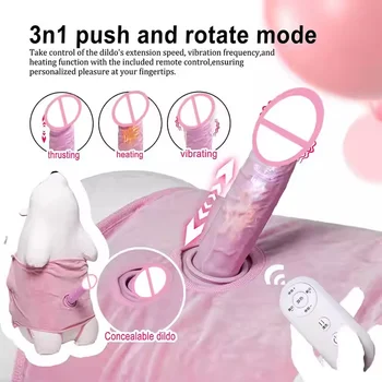 Adult Female Masturbation Machine Automatic Thrusting Bear Vibrator USB  Remote-controlled Artificial Dildo Sex Machine for Women