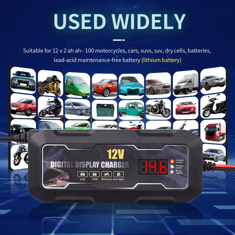 Digital Intelligent 12V 6A Full Automatic Battery Charger Closeout Car Motorcycle Electric Lead Acid Power Supply Adapter for UK details