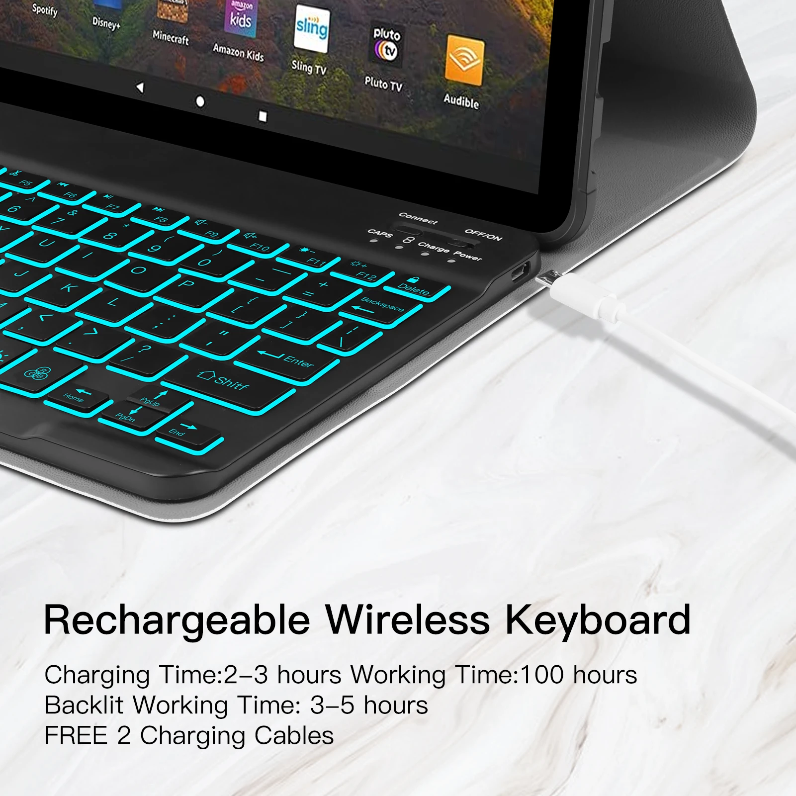 Pu Leather Bumper Keyboard Case For Amazon Kindle Fire Hd 10 Inch 2021