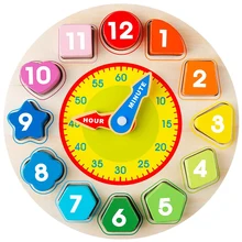 GT New Design Colorful Educational Number Shape Sorter Children Learning Montessori Wooden Clock Toys For Preschool Kids
