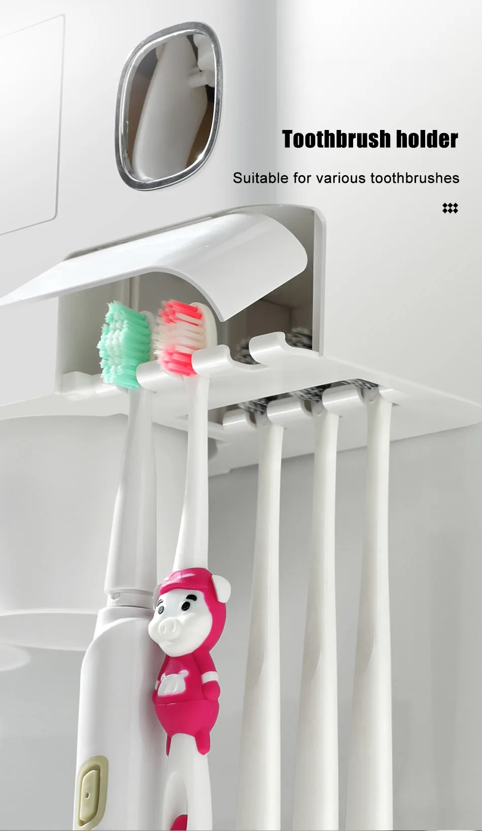 Automatic Toothpaste Dispenser Toothbrush Holder With Cups No Nail Wall Stand Shelf Bathroom Accessories Sets