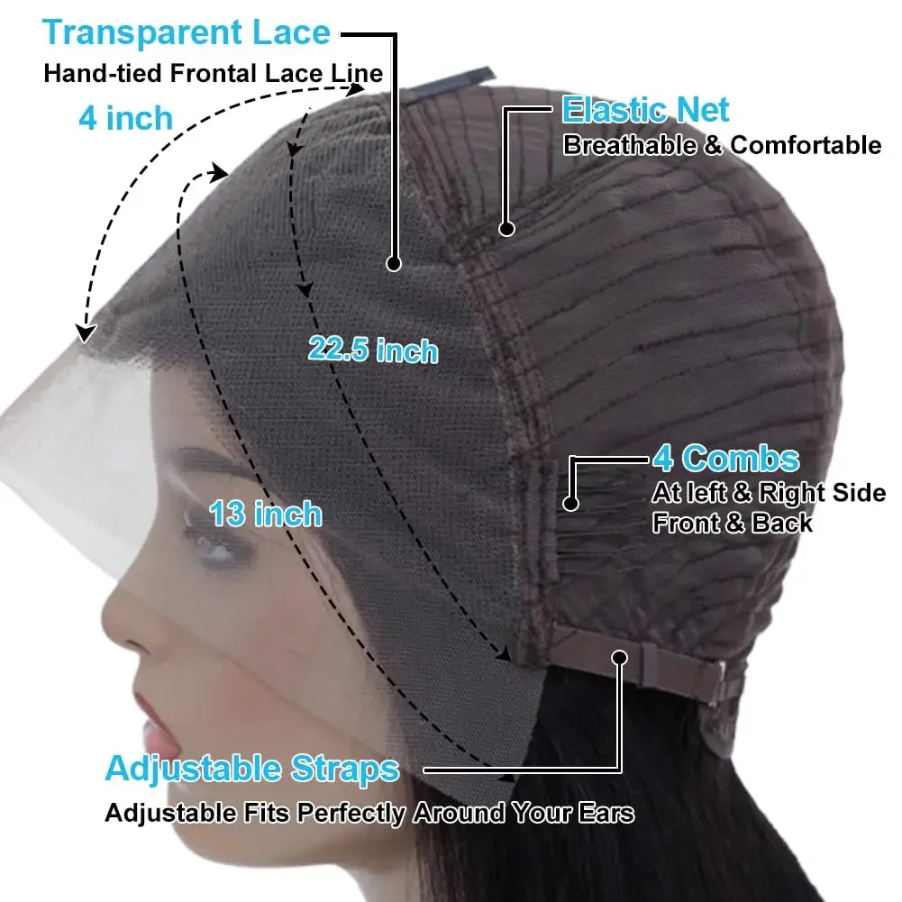 Color Human Hair Wigs for Women Straight Bob Wig Lace Frontal Transparent Lace Natural Pixie Cut_voghion.com