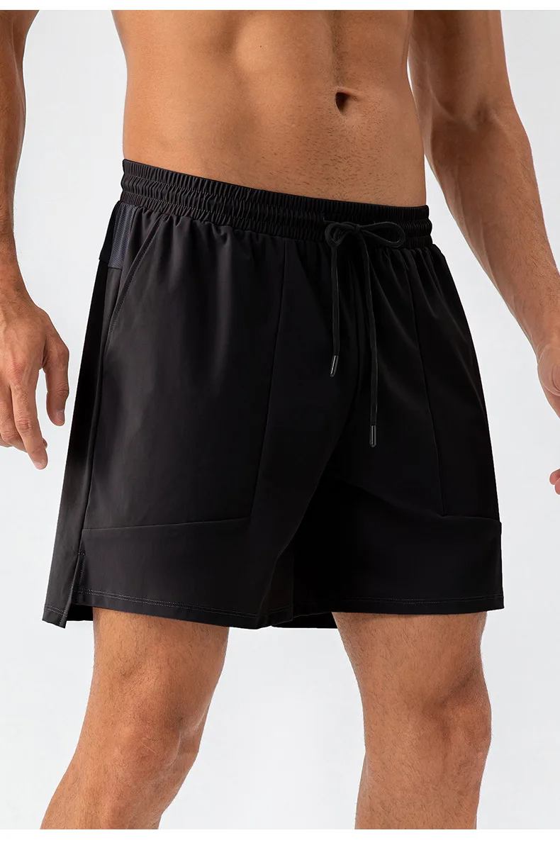 Pantaloncini sportivi da palestra per uomo, personalizzati, ad asciugatura rapida, in nylon, spandex, allenamento per corsa, atletico, tasche ad anello per asciugamano Fiess424_voghion.com