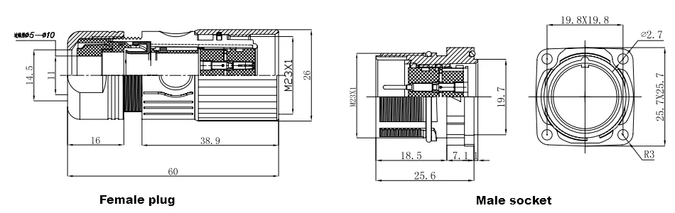 Connector Supplier Crimp Waterproof Panel Mount Socket M623 M23 12 Pin Circular Electronic Plug Connector