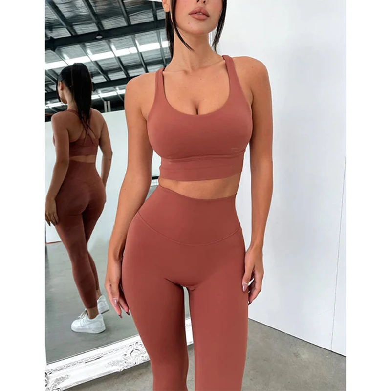 Custom Yoga Sets Fitness Women 2026 Sportswear Clothing Gym Wear Woman 2 Piece Yoga Top and High Waist Leggings Sets