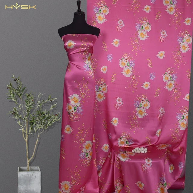malaysia Custom Printing Wholesale Women Soft Floral peace textiles Silk Satin 100% natural organic silk Fabric For Dress
