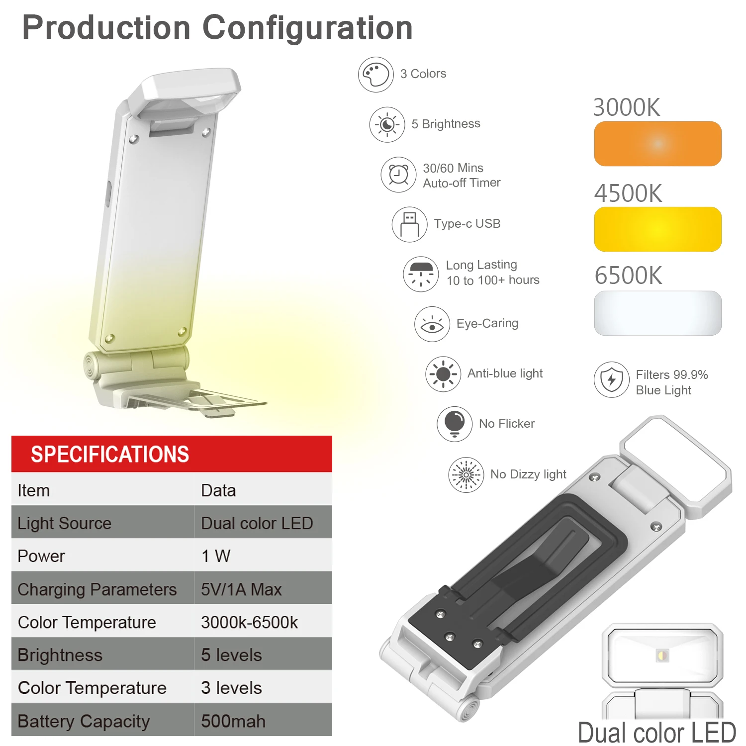 product 2024 portable bookmark light 5 brightness levels led desk reading light eye caring clip on book lamp-42