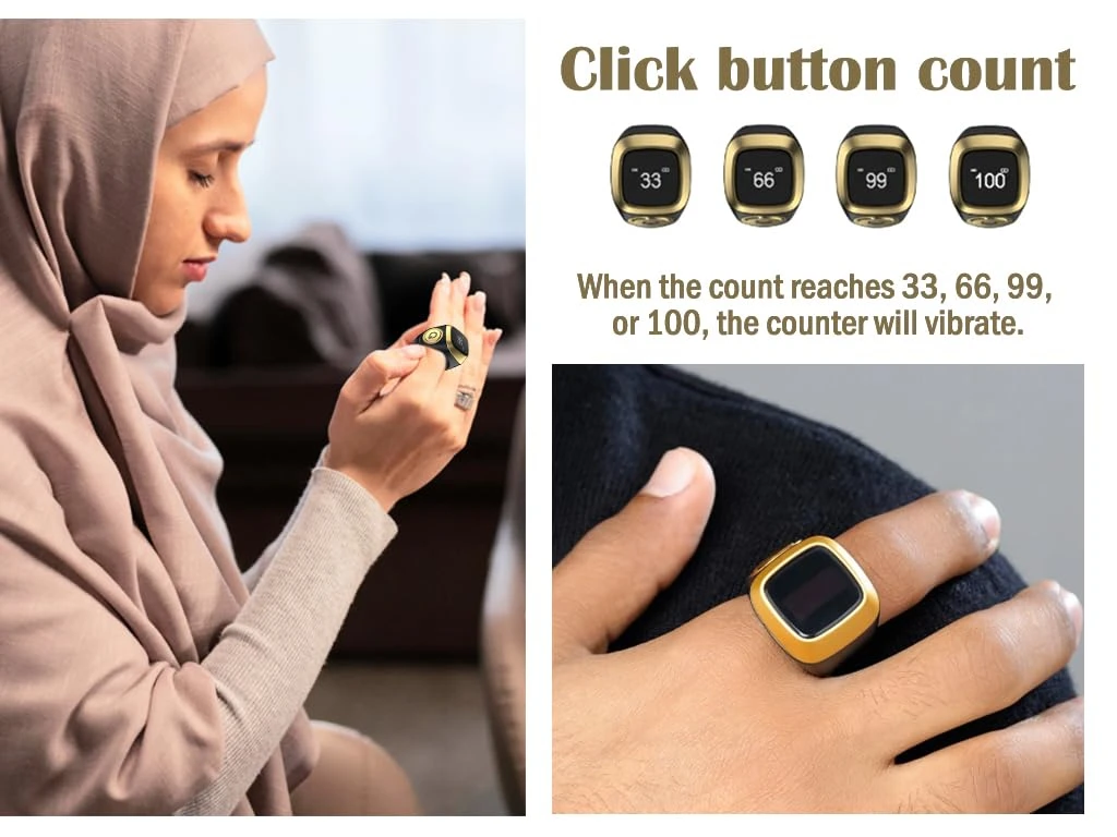 E01 Smart Ring Counter, Tasbih Zikr Ring, Muslim Islamic Prayer Smart Rings, Digital Electronic Smart Tally Counter for Prayer