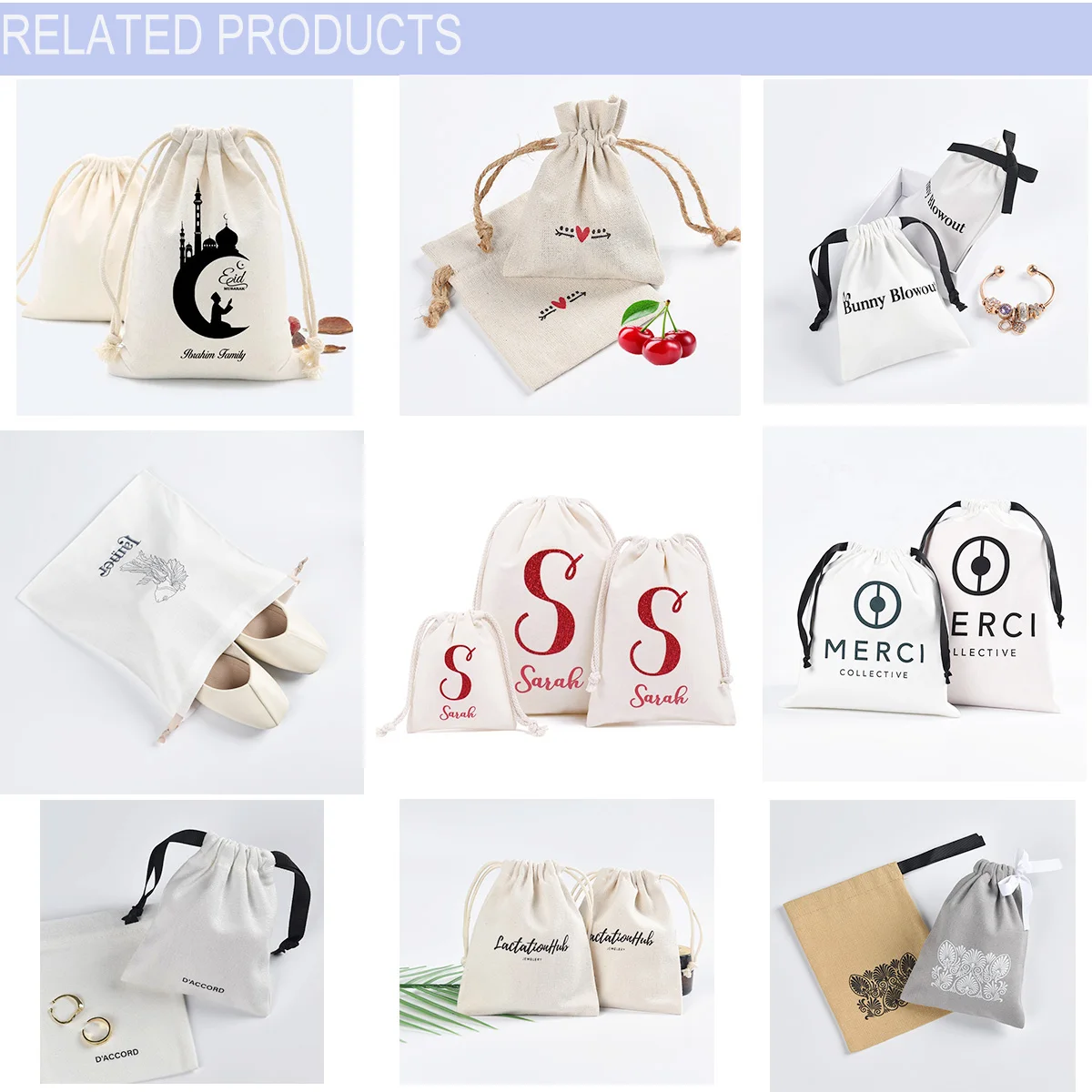 Custom Dust-proof Cotton Bag Pouch Gift Bag Customized Logo Cotton ...
