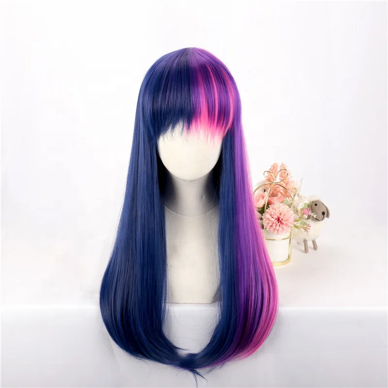 Wholesale Wholesale 80cm Long Straight Purple Pink Mixed My Pony Twilight  Sparkle Wig Cosplay Synthetic Anime Wig With One Ponytail From 