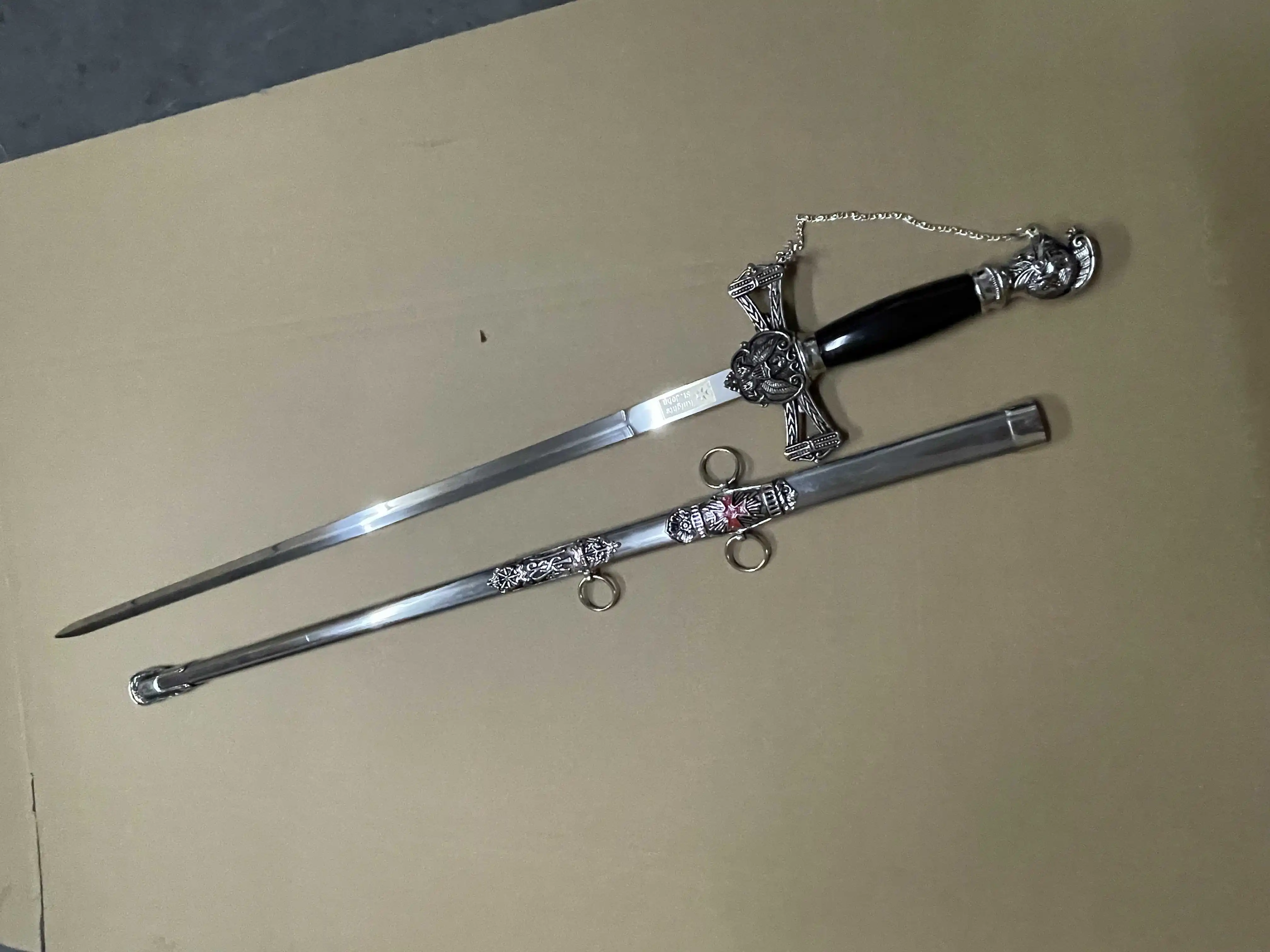 Crusader Knight Templar Red Cross Sword with Wall Mount Masonic Knights Templar Regalia Mantles  Knights St John Sword