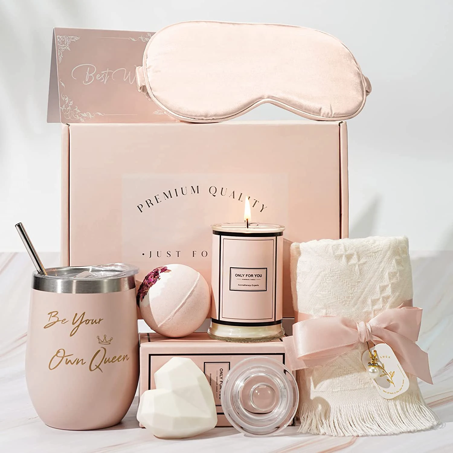 Relaxation Gift Tumbler Encouragement Basket Box Get Well Soon Women Spa Self Care Gift Set