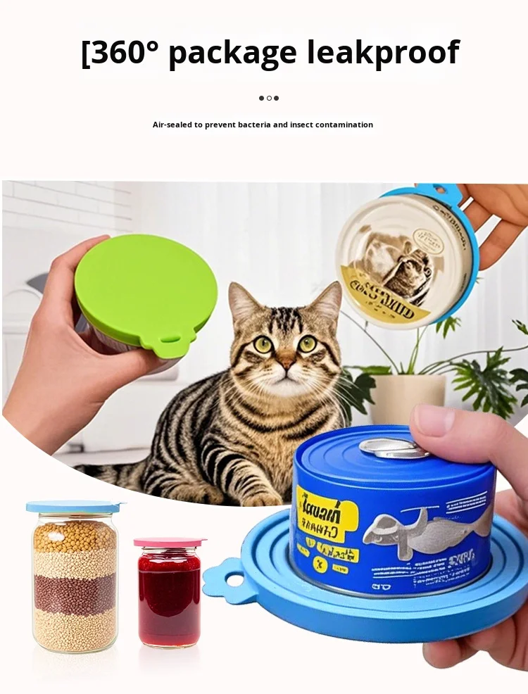 Multicolored Silicone Pet Food Lid Leak Proof Can Lids for Cats and Dogs Sealed Freshness Options details