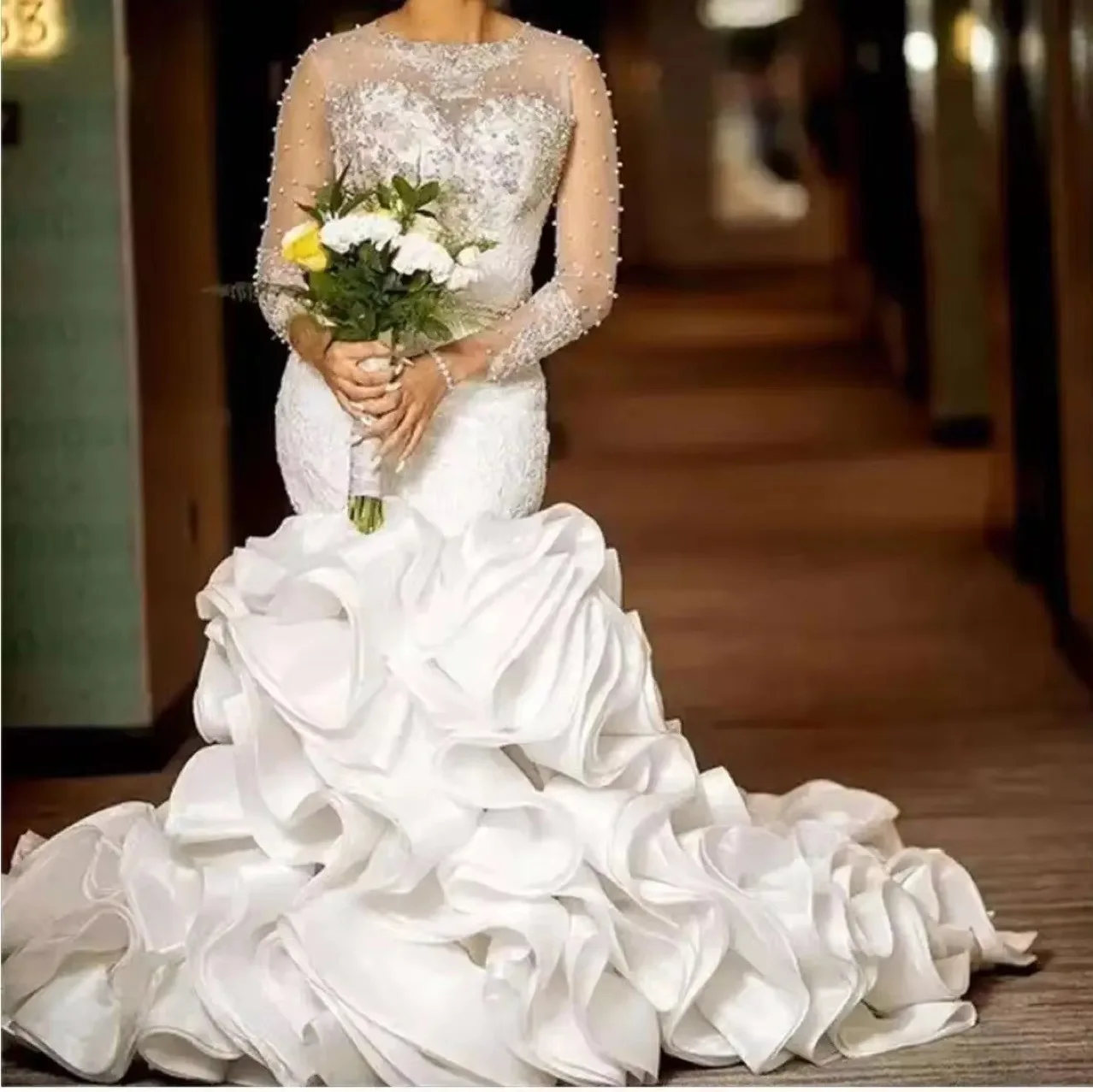 slim mermaid wedding dresses 2019 Mermaid Lace Mermaid wedding dress with Lace Appliques, Backless Design, and Slim Fit