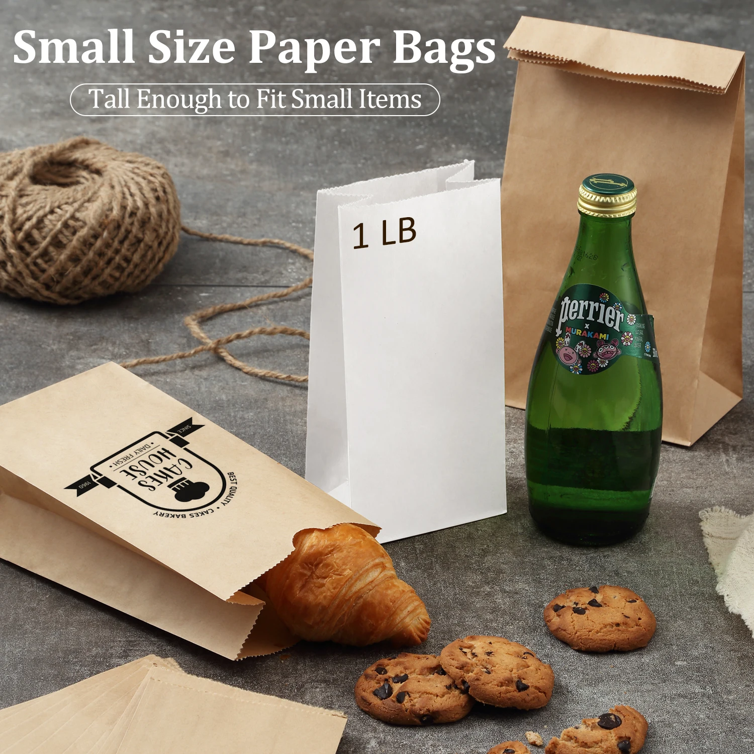 Hot Sale White/Brown Kraft Food Paper Bag Grocery Sandwich Takeaway Fast Food Packaging Bags For Lunch Recyclable details