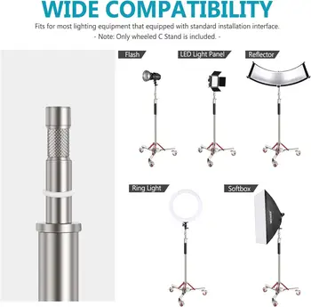 Neewer Heavy Duty Light Stand With Casters Adjustable Tripod Stand 100% Stainless Steel Softbox Reflector LED Light Ring Light product image