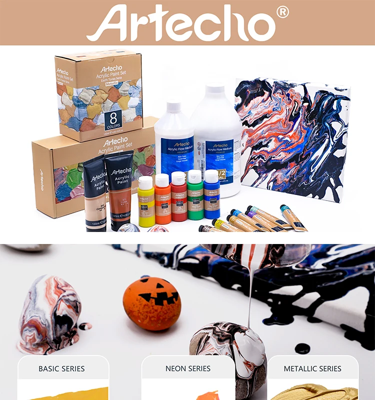 Artecho Acrylic Paint Set 48 Colors 2oz/59ml, Art Craft Paint for Art  Supplies, Paint for Canvas, Rocks, Wood, Fabric and Ceramic, Non Toxic  Paint for