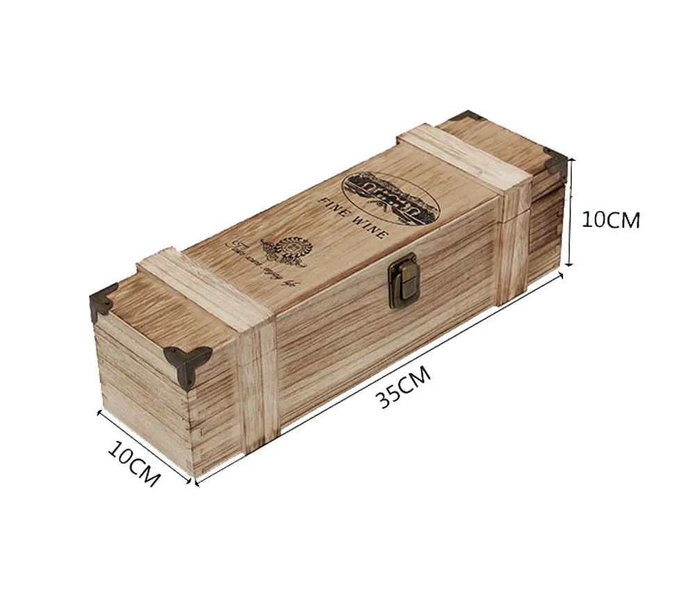 Винтажная Подарочная винтажная коробка из натурального дерева с горелкой для упаковки вина в одну бутылку