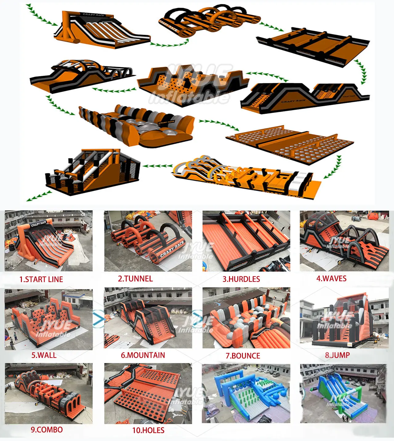 Commercial Event Inflatable Obstacle Course Extreme Inflatable 5K for Adults