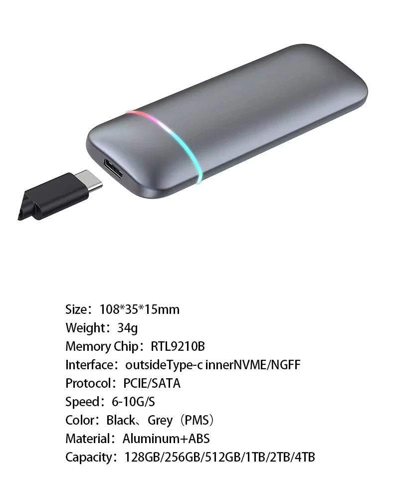 Chinese factory supplier supply  External M2 Ssd Case With Rgb Light Type C Usb3.1 10gbps M.2 Ngff Ssd Enclosure - Buy Ssd Nmve M2 Nvme Usb Type C Sas/sata Ssd/hdd Backplane Enclosure transcend External Ssd Usb 3.1 Gen2 Type Cssd-enclosure ssd Case Sata To Usb 3.0 Adapter 5gbps