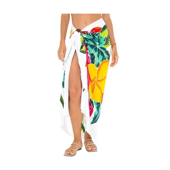 Custom Print 100% rayon cover up sarong women beach sarong pareo