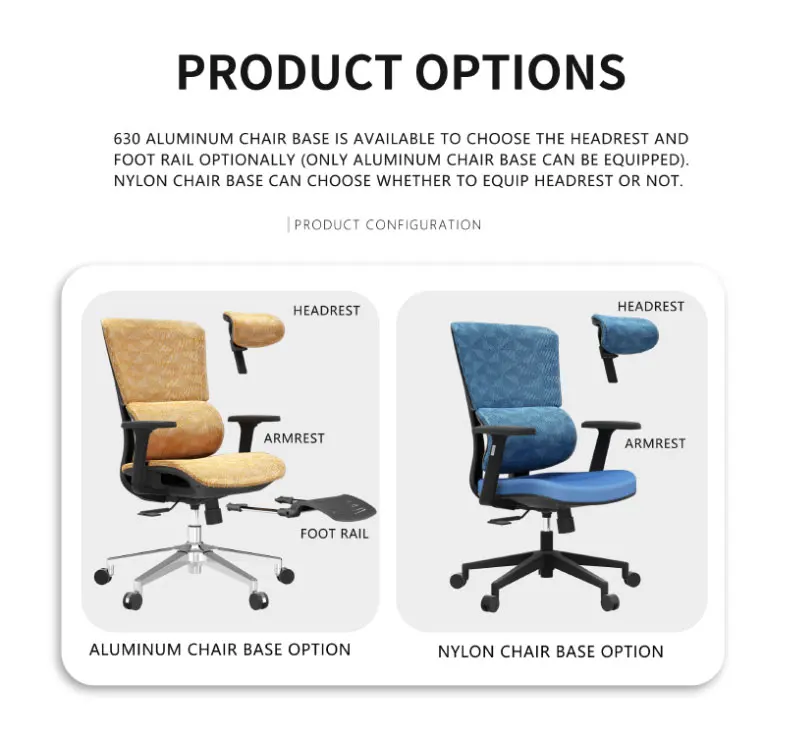 High Quality Comfortable Executive Furniture Computer Designer Swivel Recliner Ergonomic Fabric Office Chair with footrest details