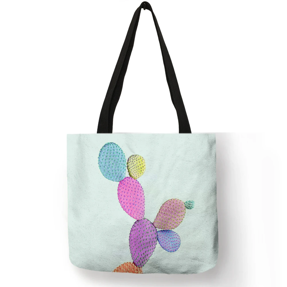 Cotton Linen Adjustable Tote Bag With Scenery Print Of Girl