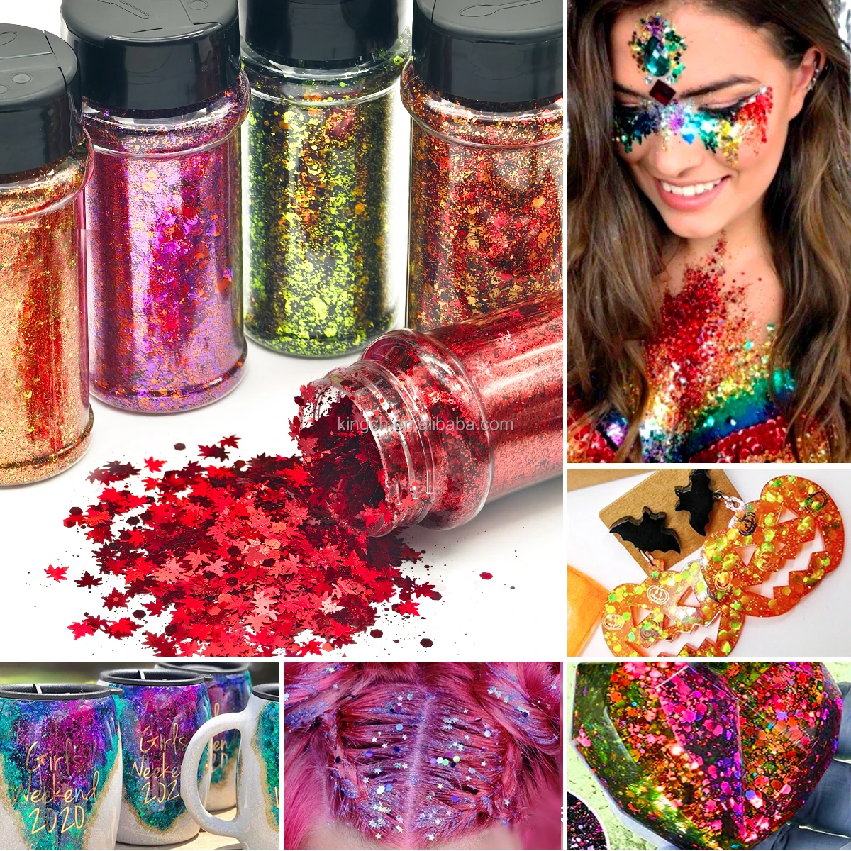 product hot selling 2oz shaker packing custom mix chunky glitter wholesale for tumbler nail resin decoration 24colors autumn glitter-15