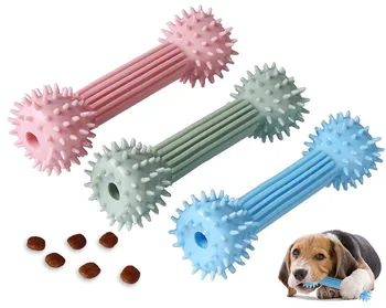 New TPR pet toys Dog barbell shaped food leaky toy Dog interactive dog chew toy