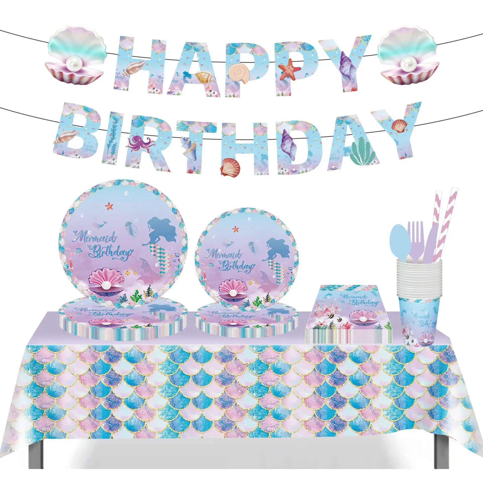 Mermaid Party Supplies  Dive into Delight: Mermaid Theme Disposable T –  3rdpartypeople
