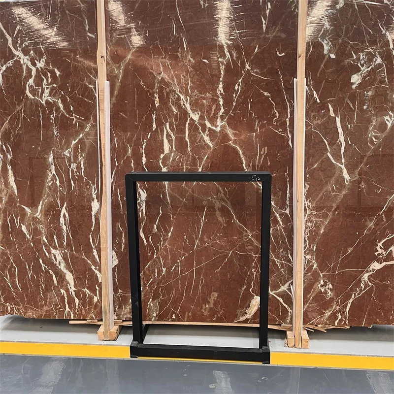 Dalles de marbre naturel espagnol Rosso Alicante pour mur et sol, style de décoration moderne en pierre marbree pour hôtels et intérieurs
