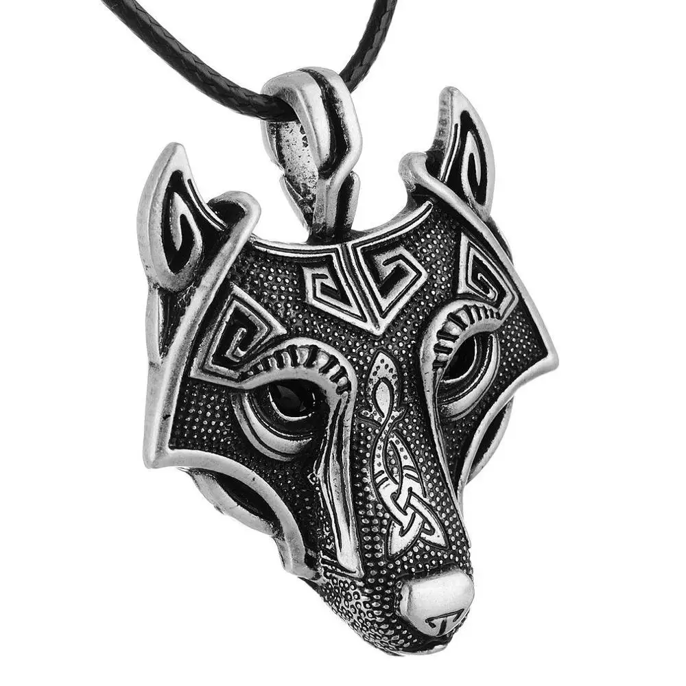 Men Viking Stainless Steel Norse Wolf Head Original Amulet Wolf Head ...