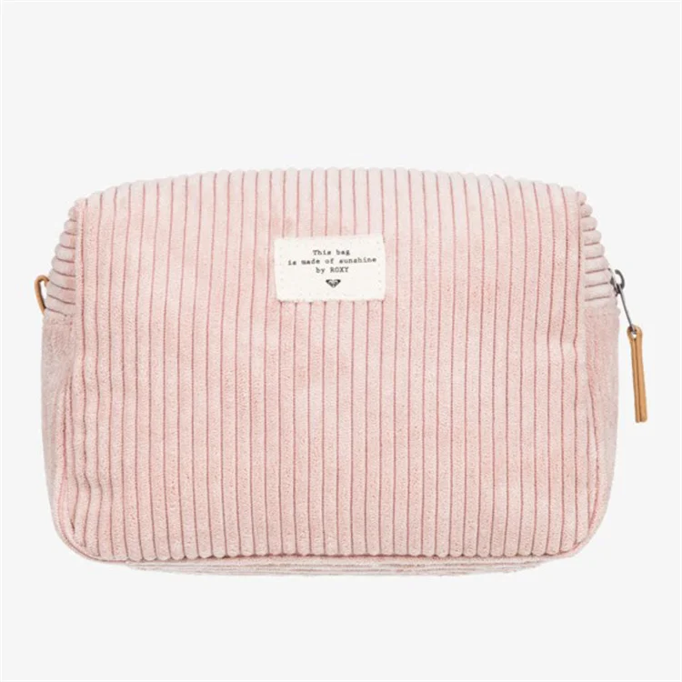 Source BSCI LVMH Factory Fashion Cream Corduroy Cosmetic Pouch