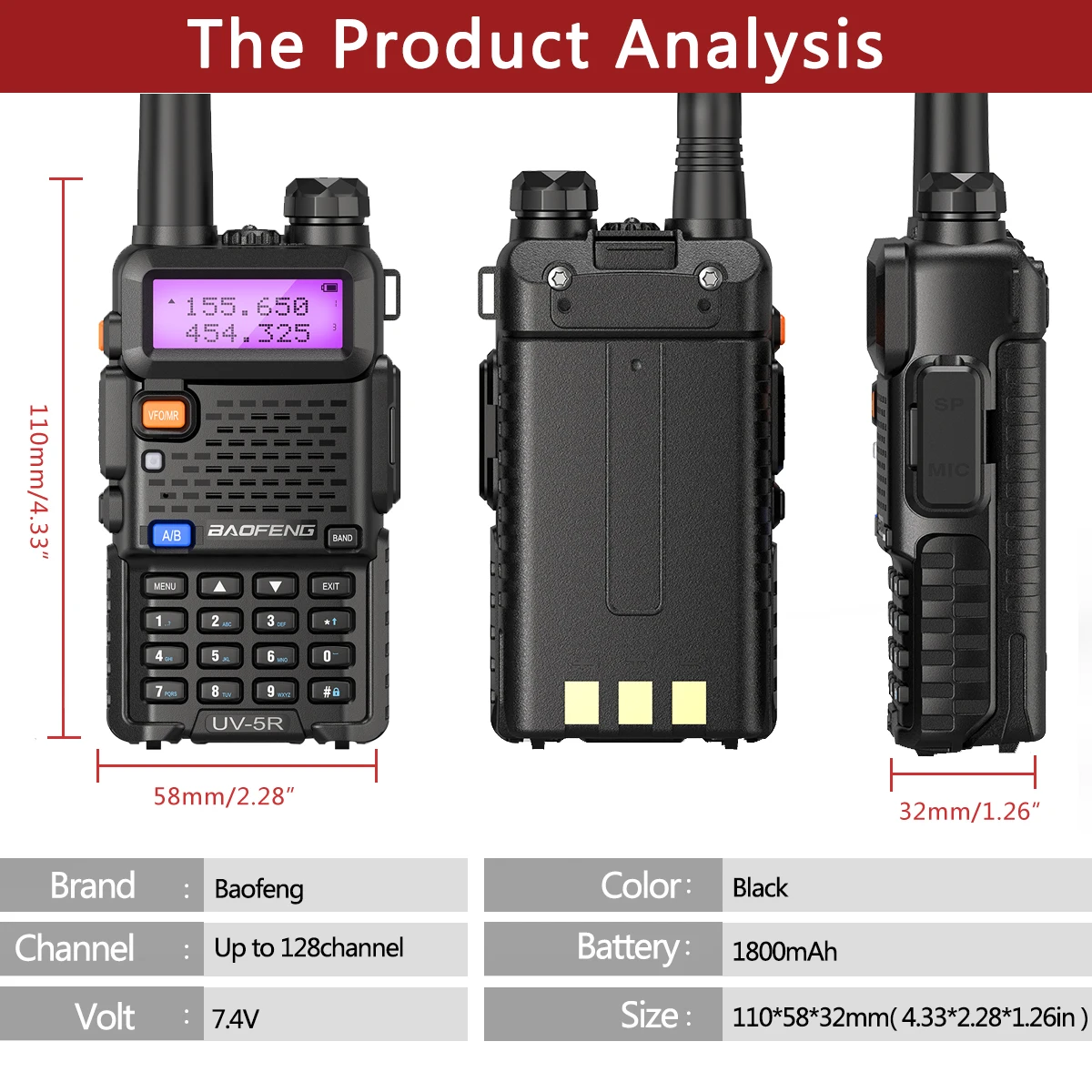 Baofeng Uv-5R Mobile Radio Intercom Communication Spy Devices Subway Equipment Other Hotel Home Security System Walkie Talkie