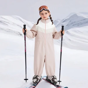 100%Polyester Toddler Color-Block Windproof Waterproof Snowsuit for Winter Skiing Outdoor