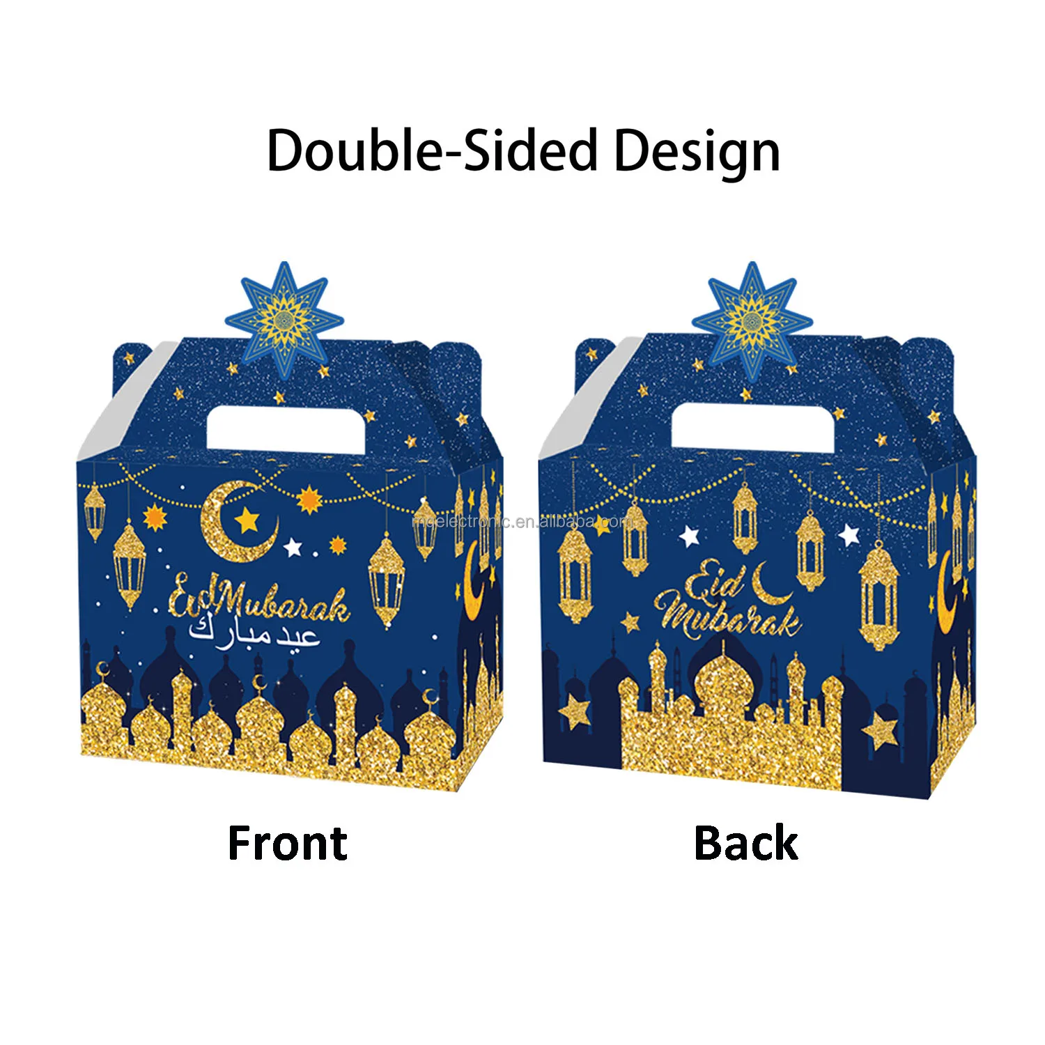 100 Pieces Eid Mubarak EC36 Treat Boxes Moon Lantern Paper Goodies Boxes Ramadan Kareem Gift Boxes Treat Boxes For Eid Mubarak Party Favor