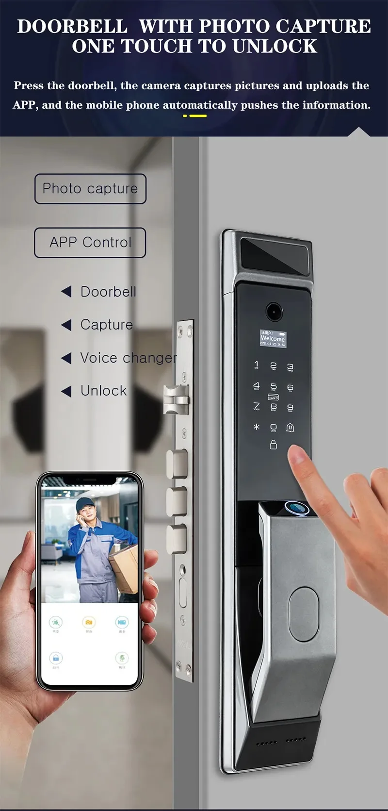 Topteq X10 Smart Locks Door 2023 3d Face Recognition Smart Door Lock