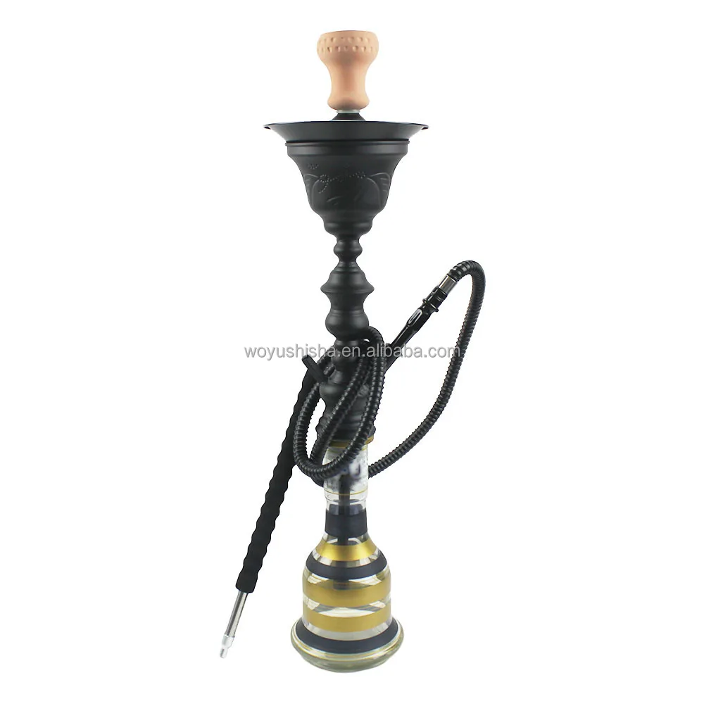 Egyptian Style Ice Chamber Shisha Pot Single Hose Black Stainless