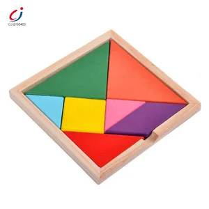 Educational Wooden Colorful Geometric Blocks Children Diy Tangram Puzzle