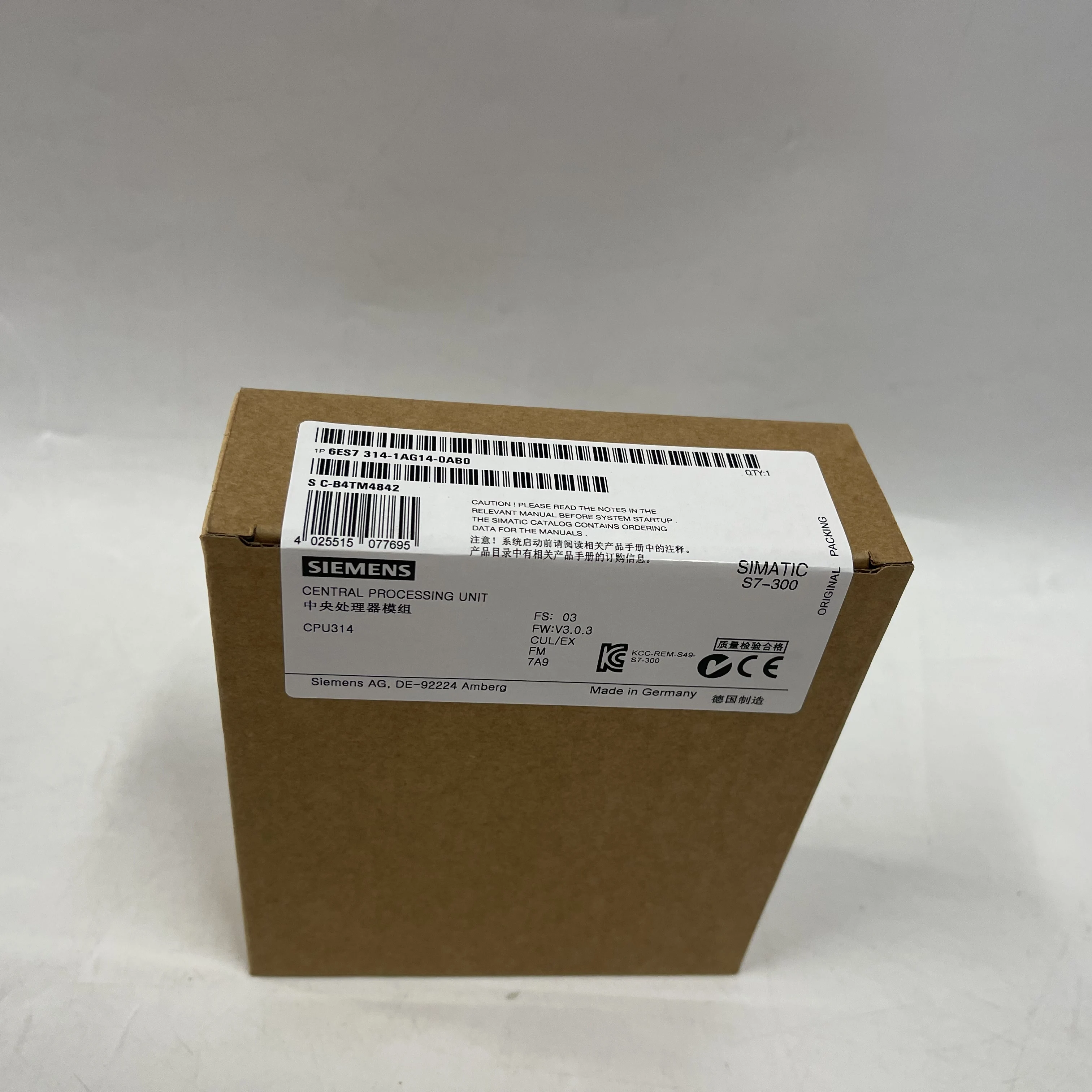 Siemens SIMATIC S7-300 CPU Module 6ES7314-1AG14-0AB0 Siemens SIMATIC S7-300 CPU Module 6ES7314-1AG14-0AB0