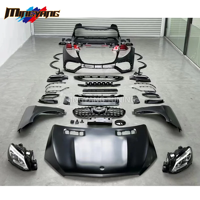 PP Plastic ML63 AMG Upgrade Gle 63 AMG Style Car Bumpers LED Headlights Bonnet Bodykit For Mercedes