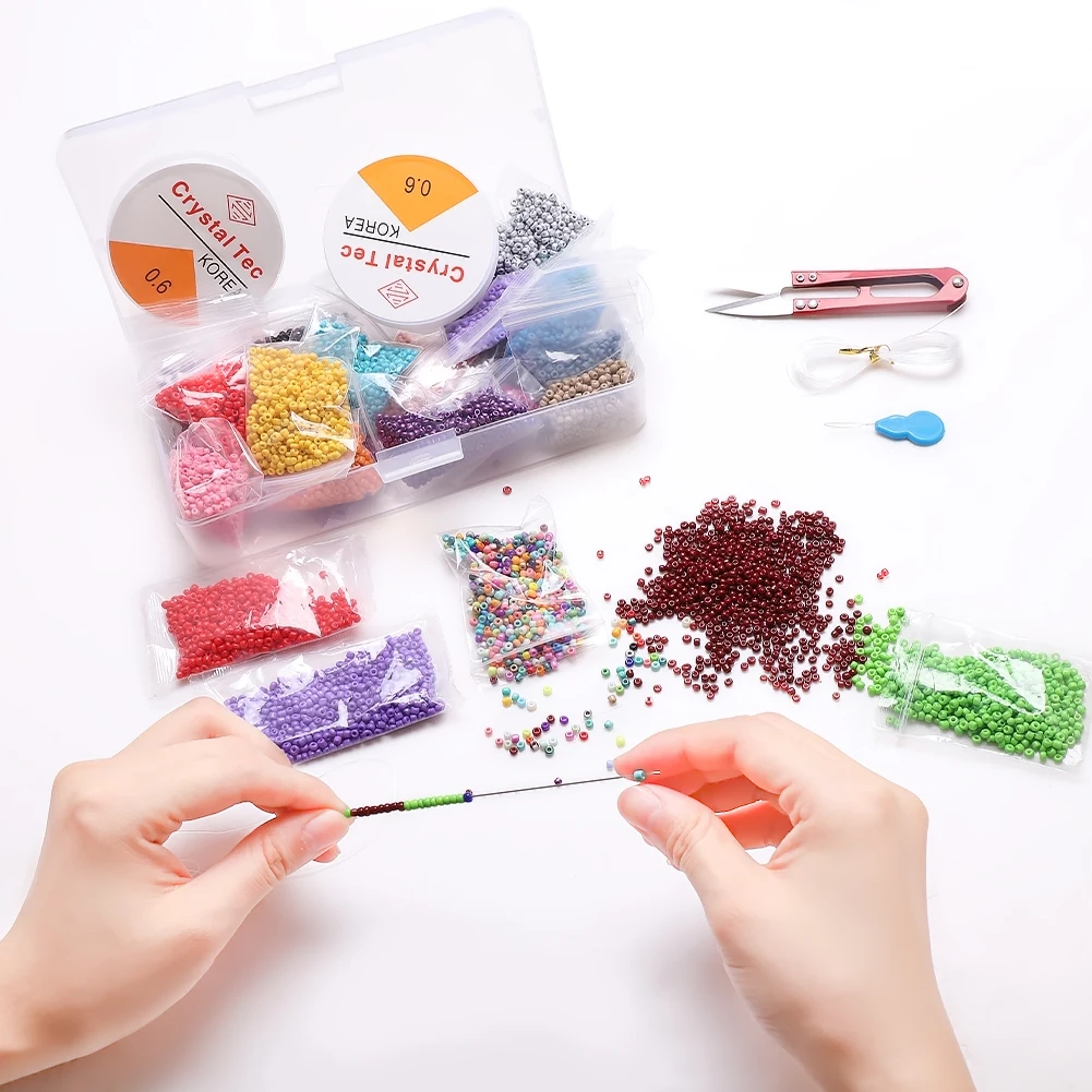 12000pcs Glass Seed Beads For Jewelry Making Kit 24 Colors Loose Stones Tiny  Beads Set For Bracelets Necklace Earrings Diy Art Craft