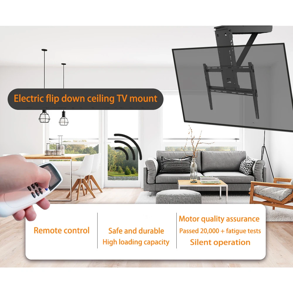 CHARMOUNT Electric Remote Control Automatic TV Bracket Ceiling Mount Bracket Motorized