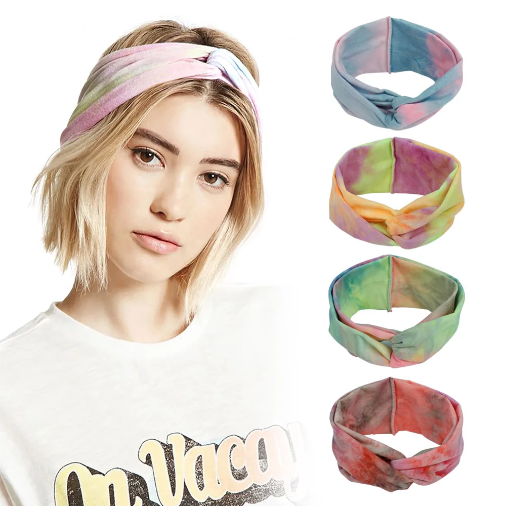 Womens Yoga Elastic Cute Hairband Boho Headbands for Women Vintage Flower Printed Knotted Hair Band Bandanas