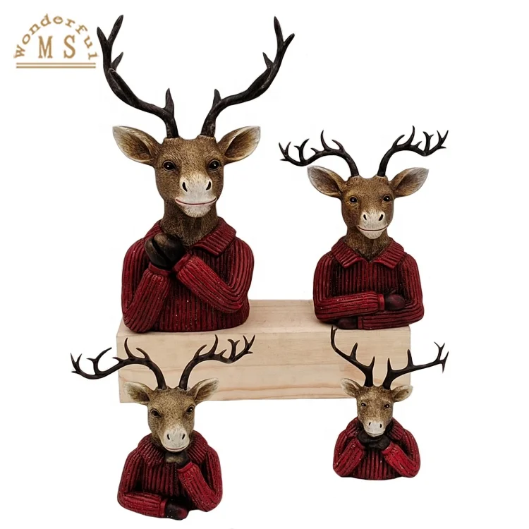 European Minimalist Nordic Resin Deer Head Tabledecor And Resin Elk Mr Reindeer Bust Figurine Christmas Crafts Home Decorations